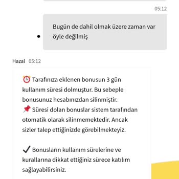 Kazandığım Bonusun Silinmesi