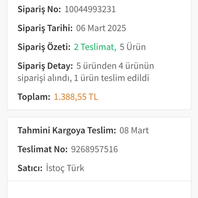 Trendyol Siparişim Hala Kargoya Verilmedi