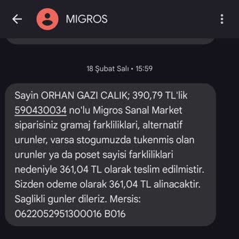Migros Sanal Market İade Sorunu Ve Müşteri Hizmetleri İlgisizliği