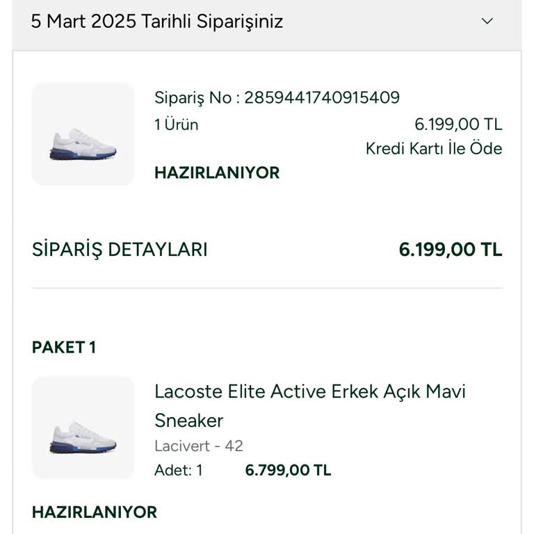 Lacoste Siparişinde Kargo Belirsizliği