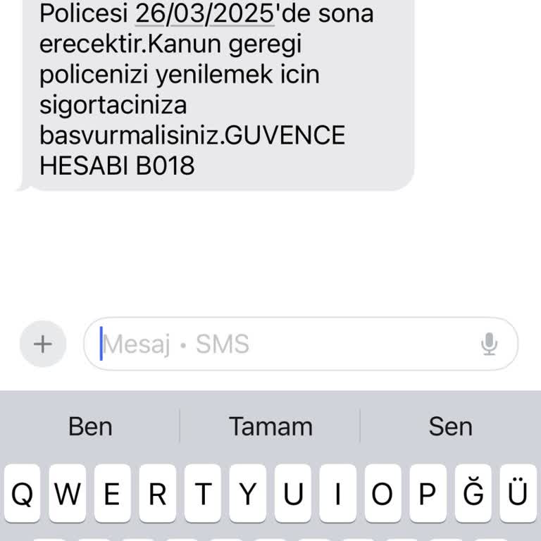 Bana Ait Olmayan Araç İçin Gelen Mesajda Kimlik Bilgisi İhlali
