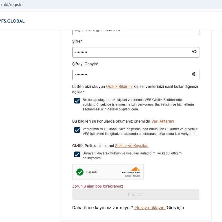 VFS Global Randevu Sorunu: Kayıt Hatası