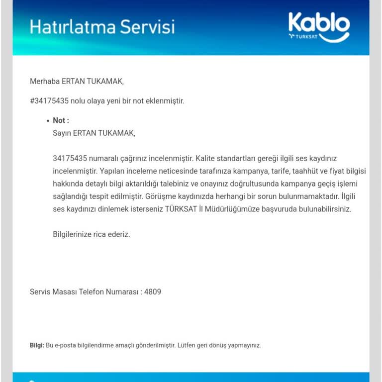 TÜRKSAT Faturasında Haksız Zam Ve Taahhüt Sorunu