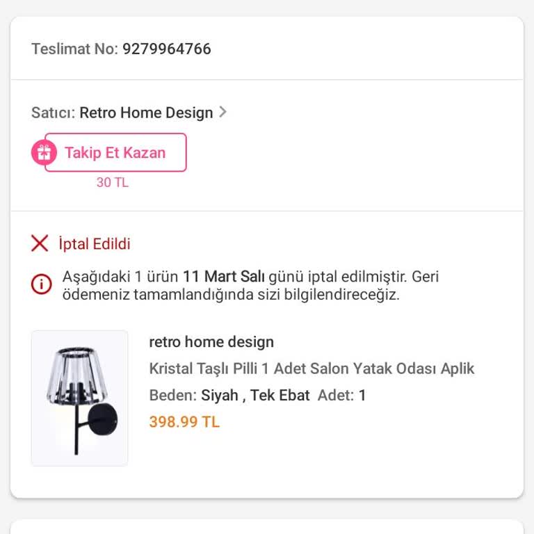 Trendyol'da İptal Edilen Siparişin Para İadesi Sorunu
