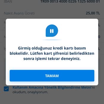 Kredi Kartı Basım Blokesi Ve Şifre Sorunu