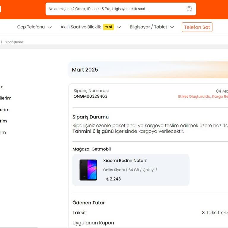 Getmobil'den Telefon Siparişimde Büyük Sorun