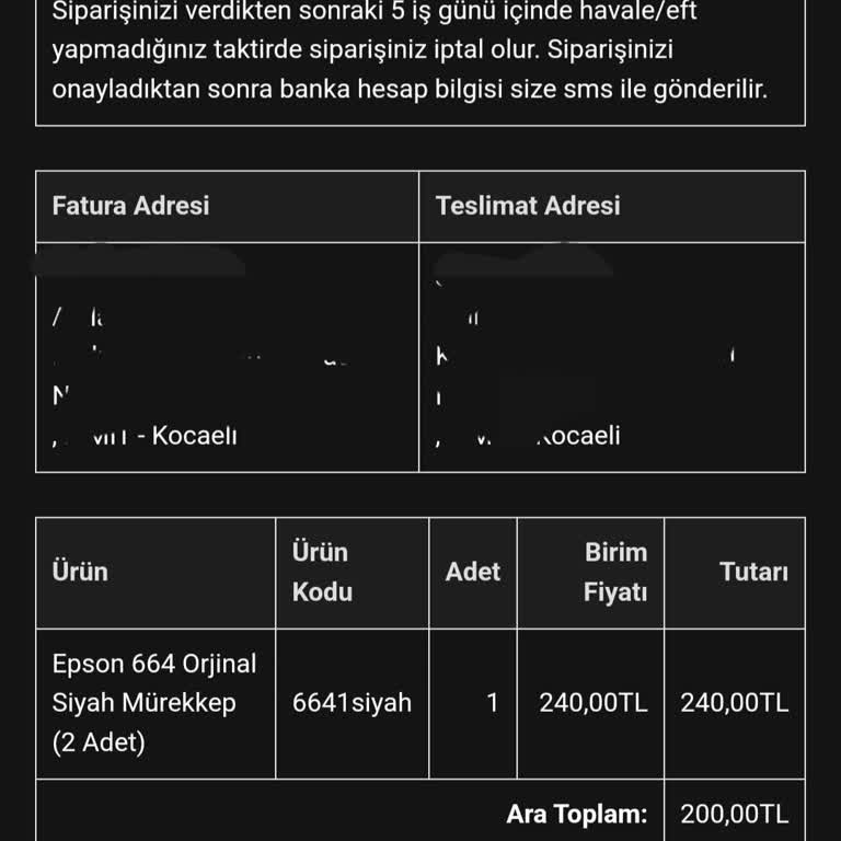 Ürün Teslimatı Yapılmayan Toner Siparişi