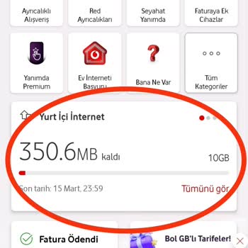 Vodafone Hediye İnternet Kullanımında Paket Azalması Sorunu