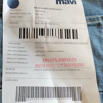 Garanti Kapsamında Yırtılan Pantolonun İadesi Reddedildi