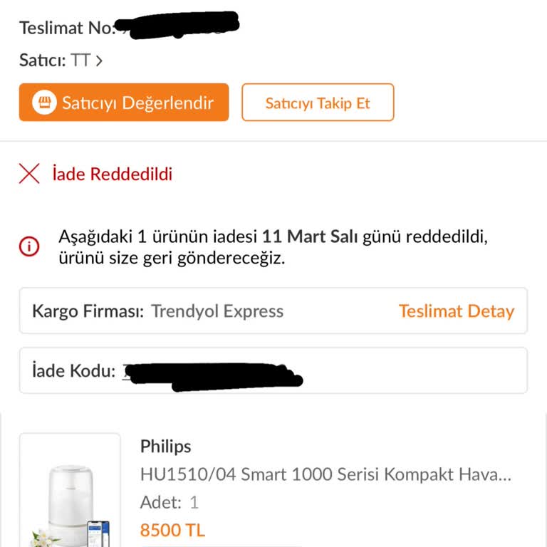 Trendyol'dan Aldığım Ürün Su Akıtıyor Ve İade Sorunu Yaşıyorum