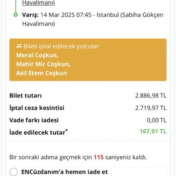 Bilet İade Ve Değişim Talebinde Fiyat Farkı Sorunu