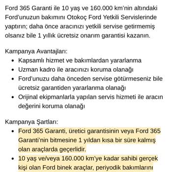 Ford Çetaş Manisa'da Garanti Aldatmacası
