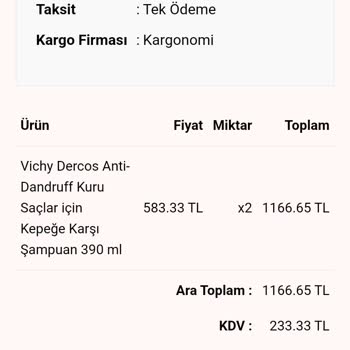 Vichy Dercos Şampuanında Renk Ve Koku Sorunu