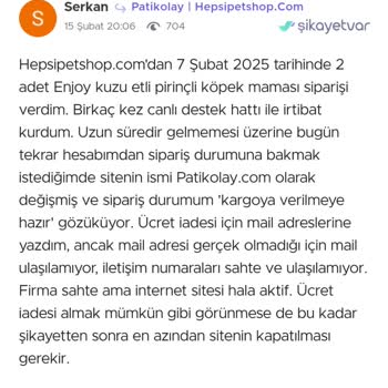 Online Alışverişte Hayal Kırıklığı: Kedi Maması Gelmedi