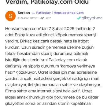 Online Alışverişte Hayal Kırıklığı: Kedi Maması Gelmedi