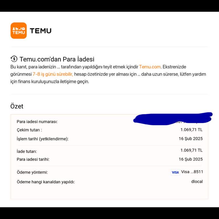 İade Talebi Sonrası Geri Ödeme Sorunu