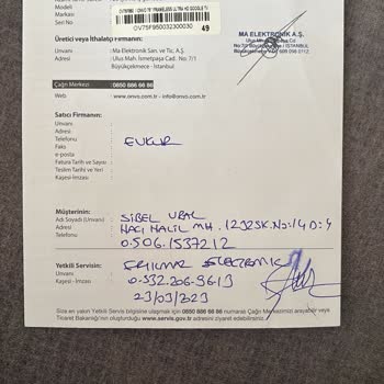 Onvo Televizyonumun Servis Çilesi