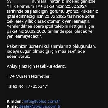 Turkcell TV+ Otomatik Yenilenen Üyelik Ve İade Sorunu