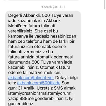 Akbank Otomatik Ödeme İadeleri Ve Kampanya Taahhütleri Hakkında Sorun
