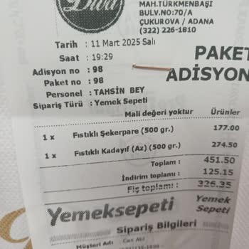 Eksik Tartılan Tatlı Siparişi