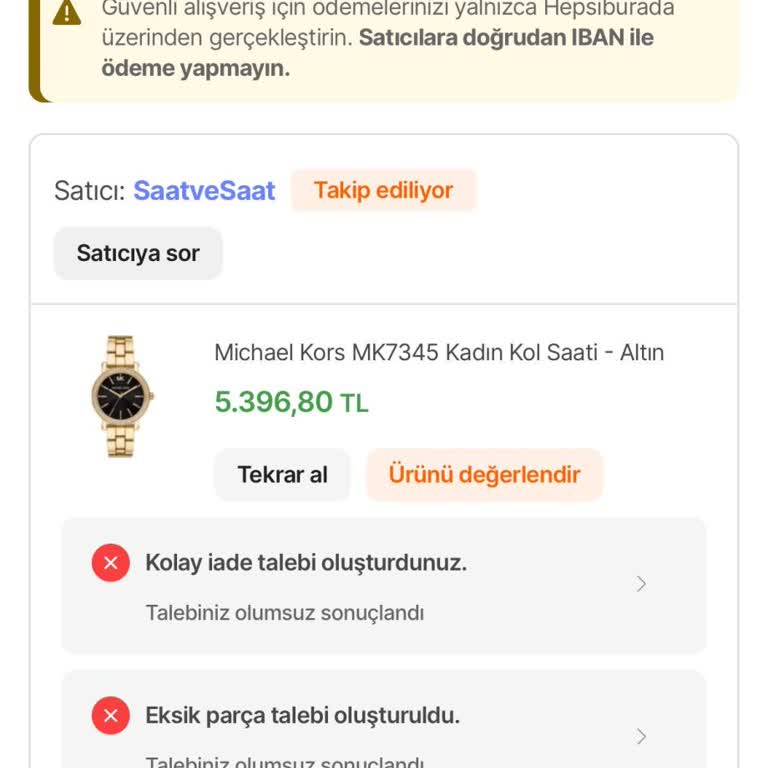 Saat İadesi Ve Teknik Servis Sürecinde Büyük Mağduriyet