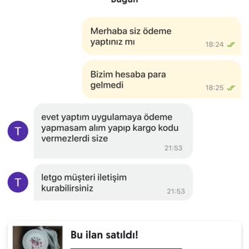 Letgo Üzerinden Kargolanan Ürünün Ödemesi Gelmedi