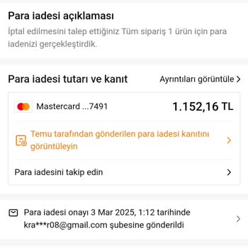 Yanlış Sipariş İptalinde Geciken Para İadesi