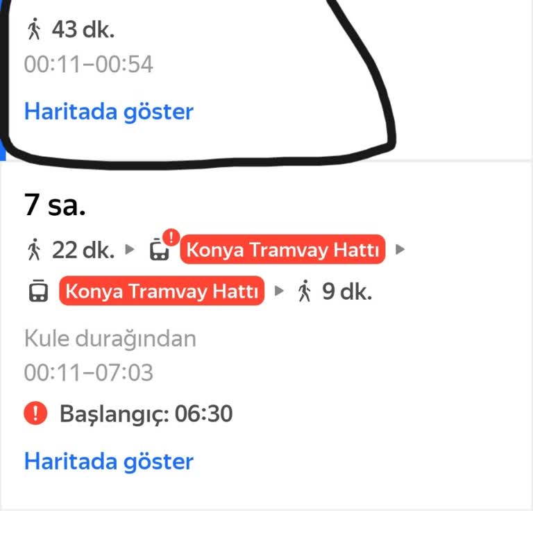 Yandex Maps'te Yanıltıcı Otobüs Alternatifleri