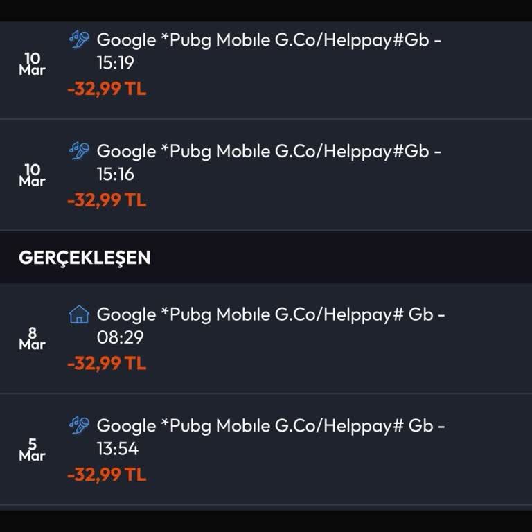 Kredi Kartımdan İzinsiz PUBG Mobile Çekimleri