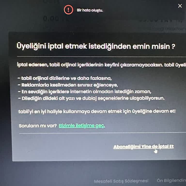 TRT Tabii Üyeliği İptali Sırasında Sürekli Hata Alıyorum