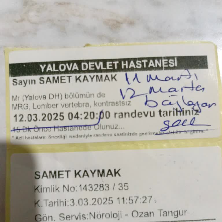 Geç Kalma Nedeniyle Emar Randevusu Reddedildi