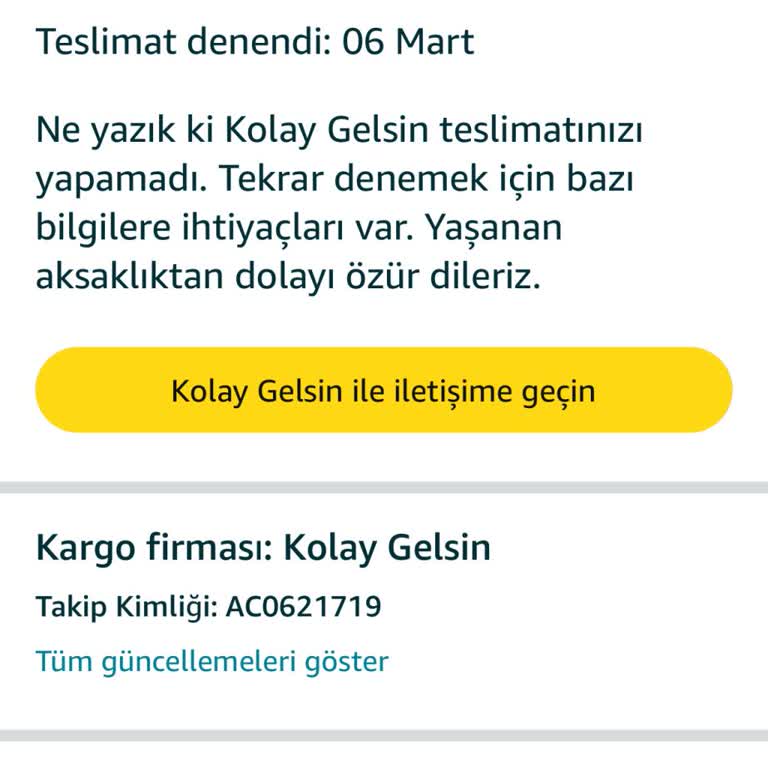 Teslim Edilmeyen Ürün Sorunu