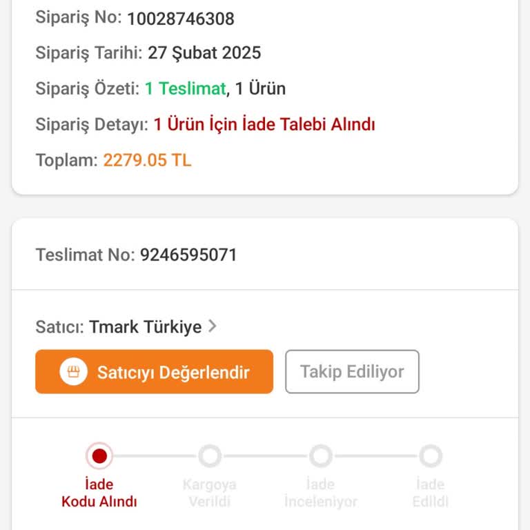 Trendyol'dan İade Sürecinde Yaşanan Sorun
