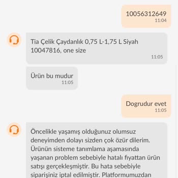 Yanlış Fiyatlandırma Nedeniyle İptal Edilen Siparişin Mağduriyeti