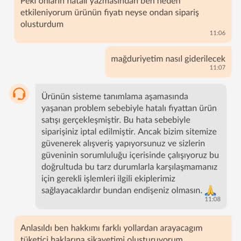 Yanlış Fiyatlandırma Nedeniyle İptal Edilen Siparişin Mağduriyeti