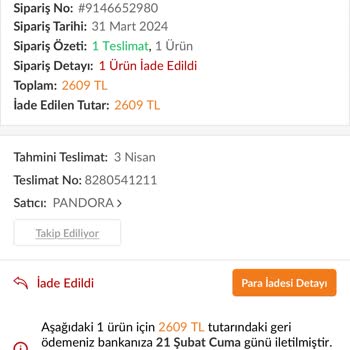Trendyol Üzerinden Alınan Bileklik İade Sürecinde Yaşanan Sorunlar