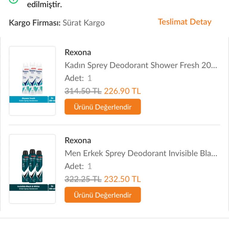 Rexona Trendyol'dan Alınan Deodorantların Kapak Sorunu