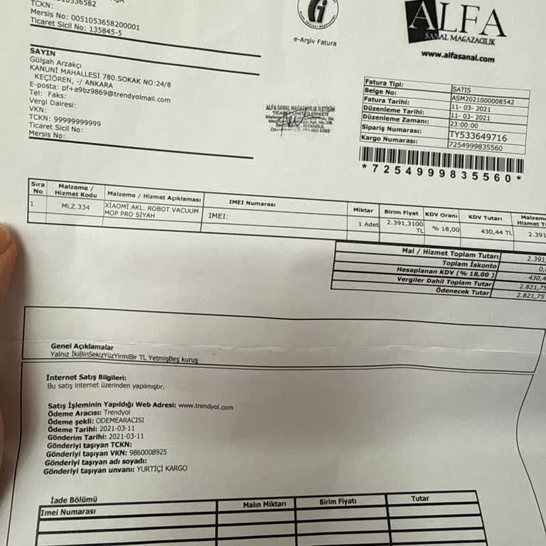 Trendyol'da Fatura Ve İletişim Sorunu: Robot Süpürge Mağduriyeti