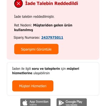 Yanlış Ürün İadesi Kararı