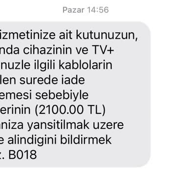 TV+ Cihazı Teslim Edilmediği Halde Faturalandırma Sorunu