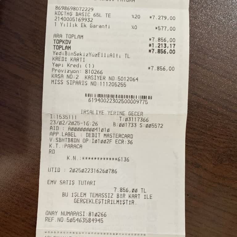 Koçtaş'tan Alınan Termosifonun Fatura Sorunu