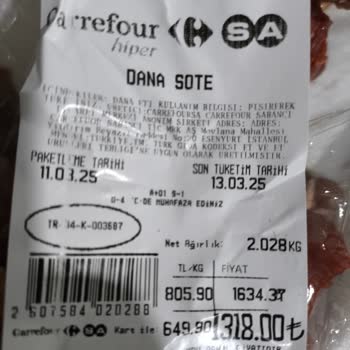Carrefour'dan Aldığım Dana Sote Hayal Kırıklığına Uğrattı