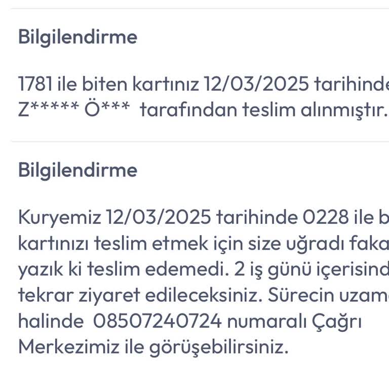 İş Bankası Önemli Banka Kartım Kapıcıya Teslim Edildi