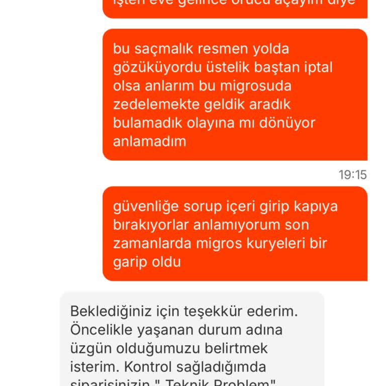 Migros Yemek Siparişim İptal Edildi, İftarım Mahvoldu