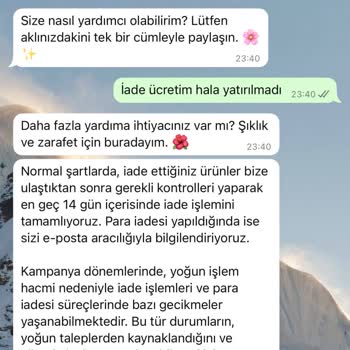 Para İadesi Sorunu Ve Müşteri Hizmetleri Şikayeti