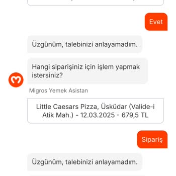 Migros Yemek Ve Little Caesars Pizza Teslimat Sorunu