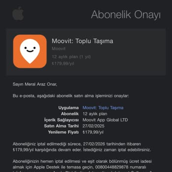 Moovit Üyelik Ücreti İadesi Talebi