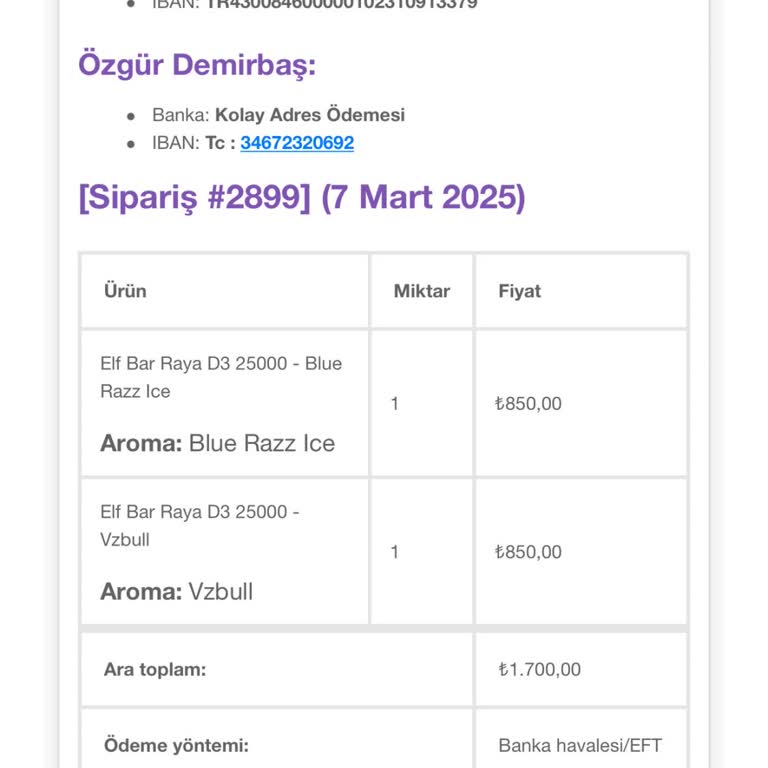 Ürün Gönderimi Sorunu