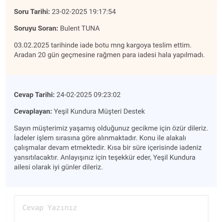 Para İadesi Beklerken Geçen 1 Ay