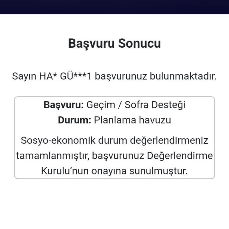 Sofra Geçim Desteği Başvuru Gecikmesi